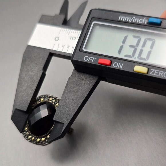 NF Sterling Silver Black Onyx & Marcasite Ring Size 9 Checkerboard Cut 8.92g - Picture 13 of 13